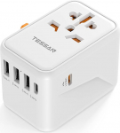 TESSAN reisiadapter &uuml;lemaailmne PD kiirlaadimine, 45 W kiirlaadimise reisipistiku adapter 3 USB ja 2 USB C, universaalne ELi USA Suurbritannia Tai Austraalia reisiadapteri jaoks