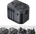 Soopii universaalne reisimisadapter, toite muundurid 1 USB C ja 2 USB A pordiga, 7 in 1 &uuml;lemaailmne reisimisadapter seinalaadija, rahvusvaheline toiteadapter EL, USA, UK, AA, Aasia jne. jaoks