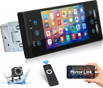 Hikity Bluetooth autoraadio 1 DIN 5-tolline puuteekraaniga autoraadio koos Bluetooth k&auml;ed-vabaduse komplektiga USB TF FM raadio koos tagurduskaameraga