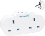 MyTravelPal&reg; 2 Way Travel Adapter USB ja USB-C | 2 Way Travel Adapter Plug | Double UK to EU Plug Adapter for Germany, France, Spain, Portugal, Iceland, Greece and More