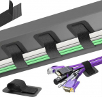 WSTELHHH Laua all olev kaablijuhtimine, 20 paari kaabli korraldaja, reguleeritavad kaablisidemed, korduvkasutatav kaablihoidja, laua all olevad kaabliklambrid, kaabli varjamine