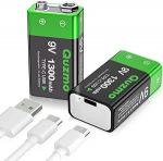 9 V laetav aku, 1300 mAh liitium-ioon 9-voldine plokk aku, kiirlaadimine USB-C kaudu, ideaalne suitsuanduritele, tulekahjusignalisatsiooniseadmetele, multimeetritele (2 tk).