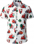 JOGAL Meeste j&otilde;ulus&auml;rk Funky l&uuml;hikeste varrukatega j&otilde;ulud Hawaii s&auml;rk nuppu alla Santa Print Casual s&auml;rk