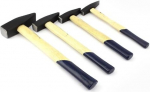 Engineer's Hammer Set 4 Pieces, Hammer Set 100 + 200 + 300 + 500 g, Wooden Handle