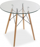 Versa Priya Dining Table for Kitchen, Patio, Garden or Dining Room, Measures 73 x 80 x 80 cm (H x L x W), Glass and Wood, Colour: Brown and Transparent