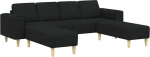 SKM Sofa Set 3 pcs Schwarz Stoff,M&ouml;bel,Sofas,Schwarz,58.2 kg,3335114