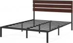 Zinus Figari Bed 140 x 200 cm - Height 31 cm with Under Bed Storage - Sustainable Bamboo and Metal Platform Bed Frame with Slatted Headboard - Brown and Black
