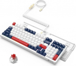 ATTACK SHARK K98 juhtmega Hot-Swap m&auml;nguklaviatuur RGB valgustusega, metallm&auml;hisega USB-C kaabel, mehaaniline lineaarne punane l&uuml;liti, programmeeritav k&auml;ivitamine, 100 klahvi Mac/Win (sinine)