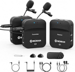 Moman Lavalier Mikrofon Wireless, C1X Ansteckmikrofon Kabellos System bis zu 50m f&uuml;r DSLR Kamera Camcorder Smartphone PC Laptop f&uuml;r Interview Online Meeting und Kurs Live Streaming Videoaufnahme