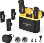 NEEWER traadita Lavalier mikrofonis&uuml;steem, mis &uuml;hildub iPhone Android telefoniga arvuti PC s&uuml;learvuti tahvelarvutiga, Mini Clip on Lapel mikrofonikomplekt koos 2 USB C saatjaga/4 vastuv&otilde;tjaga/OTG adapteriga, mustas toonis