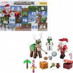 Mattel Minecraft HXM86 advendikalender - 3 m&otilde;&otilde;tkavas tegevusfiguuri, sh j&otilde;uluvana, 17 aksessuaari ja 4 kleebist, pikslilise kujundusega