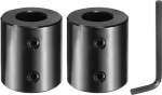 sourcing map 2 Pieces Shaft Coupler, 7/8" Bore, 1-3/8" OD, 2" Length, Black Oxidized Steel Rigid Coupling with Hex Wrench for 3D Printer, Motorcycle (2 Bolts