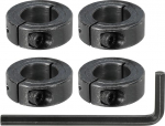 QUARKZMAN Boring 25mm Single Splitting Shaft Clamp 45mm OD 15mm Thickness Carbon Steel Locking Clamp with Set Screw & Hex Wrench (Black, Pack of 4)