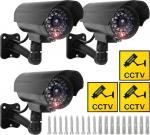 Sporgo Dummy Surveillance Camera Outdoor with LED Light Red Flashing Surveillance Camera Fake Camera Security Camera for Indoor and Outdoor Use (Black)