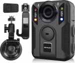 Retevis RT79 Body Cam, 128G Body Camera with GPS, 2K/4K, 2400mAh, Type-C, Car Suction Cup, Portable 2160P Bodycam Body Camera, Wireless Export Audio and Night Vision for Security (Black, 1 Piece)