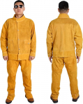 Schwere Leder-Schwei&szlig;erjacke, Schwei&szlig;eranzug aus Rindsleder, gelb, mehrere Gr&ouml;&szlig;en(3XL)