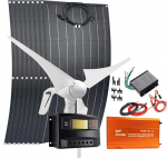 Solar Windkraft Home Kit mit 300W Wechselrichter, 8tk 100W Flexible Solarzellen, 400W Windturbine, Laderegler, Solar und Batteriekabel