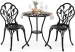 FANTASK Bistro komplekt 3-osaline r&otilde;dum&ouml;&ouml;blikomplekt koos bistro laua ja 2 tooliga, valatud alumiiniumist aiam&ouml;&ouml;blikomplekt, aiakomplekt terrassile, r&otilde;dule, aeda (must)