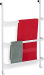 Relaxdays Door Towel Rail No Drilling Required H x W x D 85 x 54,5 x 15 cm 3 r&ouml;&ouml;paid 2 konksu Du&scaron;ir&auml;tikuhoidja Teras Valge