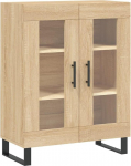 vidaXL Sideboard, kapp, kus on palju hoiuruumi, Highboard elutoa kapp klaasustega, metallist jalad, k&uuml;lgkapp, k&uuml;lgkapp, Sonoma tammepuidust materjalist