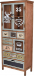 New Yorgi korteri vitriinkapp - t&ouml;&ouml;stuslik Loft kapp | puit ja klaas | 5 sahtlit ja 3 ust | Patchwork vitriinkapp LOF084 Palazzo Exclusive