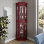 Belleze karastatud klaasist valgustusega riiulitega kapp, 2 v&auml;rvi (kirsi ja p&auml;hkelpuu) Lorona kapp kirsi v&auml;rvi