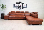 Ehtne nahast nurgadiivan London II 6 Z 300 x 220 cm Diivan diivan magamisfunktsiooniga, voodikast ja peatugedega Ehtne nahast Granada Savannah nurgadiivan v&auml;rvivalik.