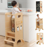 Olvy Kids 4-in-1 Montessori &otilde;ppetorn - &Otilde;ppetorn - Puidust treppredel - Laste samm 4 sammu - K&ouml;&ouml;gitorn lastele - Seisev &otilde;ppetorn alates 1 aastast - Laste trepid kokkupandavad