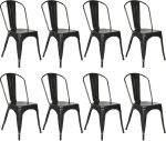 GLIT 8 s&ouml;&ouml;gitooli Industrial Vintage metallist s&ouml;&ouml;gitoolid seljatoega virnastatavad toolid istme k&otilde;rgus 44cm k&ouml;&ouml;gitool siseruumidesse v&auml;listingimustesse (8, must)
