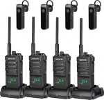 Retevis RB689 Walkie Talkie Long Range, raadio koos juhtmeta k&otilde;rvaklappidega, 2600 mAh, USB-laetav, taskulamp, raadiokomplekt t&ouml;&ouml;v&otilde;tjatele (must, 4 tk)