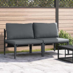Modulares Outdoor-Sofa-Set 2-TLG mit Stahlrahmen und Kissen als Gartenm&ouml;bel in den Ma&szlig;en 80x80x71 cm in Anthrazit