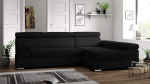 Paolo Corner Sofa with Sleep Function, Corner Couch with Bed Box, L-Shape Corner Sofa, L-Shape Sofa, Ottoman Right, 260 cm x 162 cm (Black + Black Faux Leather (EKO))