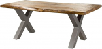 MASSIVMOEBEL24.DE Freeform 5 Mangopuust laud naturaalselt lakitud X-jalad matt h&otilde;bedast 220 x 100 x 77 cm Massiivpuidust laud Puu servaga laud S&ouml;&ouml;gilaud
