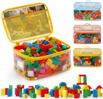 Bunte Spielzeug-Aufbewahrungstaschen, l&auml;bipaistev, PVC, wasserdicht, mit doppeltem Rei&szlig;verschluss, Netz-Seitentaschen und Griff, 30,5 x 20,3 x 15,2 cm, f&uuml;r Bausteine, Brettspiele, Orange, Gelb, Blau