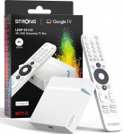STRONG LEAP-S3+V2 Streaming Smart TV Box 4K UHD - 2GB RAM + 16GB m&auml;lu, HDR10+ & Dolby Vision/Atmos, WiFi 5 & BLE 5, Ethernet port (RJ45), h&auml;&auml;lassistent, Valge
