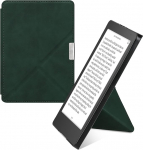 kwmobile kaitsekott Kobo Aura Edition 2 jaoks - Kunstnahast &uuml;mbris - eReader Flip Case automaatse puhkefunktsiooniga - kate koos alusega - tumeroheline