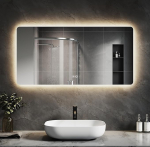 SVNR Vannitoa peegel - 120 x 60 cm LED kosmeetiline peegel 4 mm vaskvaba klaasiga, alumiinium raam, Dual Touch Control, 3000 K - 6400 K, LED Smart Mirror