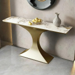 Konsolentisch Flurtisch Lange Konsole, Metall-Flurkonsole, Eingangstisch, Marmor-Akzentm&ouml;bel f&uuml;r Wohnzimmer, Flur, Eingangsbereich(Yellow,110cm/43in)