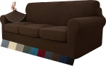 MAXIJIN Stretch diivanikate, paks diivanikate koos eraldi 3 padjakattega, Jacquard-katusega kaitsekate, diivan elutuba koos kummipaelade ja vahtpolstriga (4-kohaline, tume kohv)