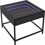 vidaXL kohvilaud koos Infinity LED-iga, metallist jalgadega k&uuml;ljelaud, kohvilaud elutuppa, diivanilaud, teelaud, mustast puidust materjalist.