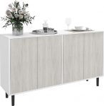 HOMCOM K&ouml;&ouml;gikapp 2 kappi reguleeritavate riiulitega 121 x 37 x 75 cm Valge ja puiduefektiga hall k&ouml;&ouml;gikapp
