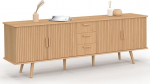 IDMarket - Buffet 180 cm Juliette XXL 4 Portes Effet Lattes et 3 Tyroirs