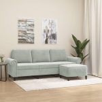 3201215 3-kohaline diivan koos tugitooliga, helehall, 180 cm, Samet, Lounge diivan, Diivanid ja diivanid, Relax diivan, Diivan elutuppa