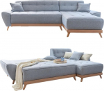 MIUFORM Dazzling Daisy S koos voodikastiga, nurgadiivan teisaldatava Chaise Longue'ga, 4-kohaline nurgadiivan, L-kujuline, 260 x 166 x 77 cm diivan, kokkupandav diivan magamisfunktsiooniga, kokkupandav diivanvoodi (helesinine)