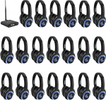 Retekess TA004 Silent Disco Starter Kit, traadita TV, 3 kanalit, 200 m Worjing Distance, 20 k&otilde;rvaklappe, Silent Disco k&otilde;rvaklappide komplekt peolauadeks