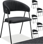 tectake 6-kohaline tooli komplekt, stiilsed s&ouml;&ouml;gitoolid kergesti hooldatava kootud kangaga, C-kujuline seljatugi tepitud mustriga, mugava polstriga s&ouml;&ouml;gitoolid, s&ouml;&ouml;gitooli - must