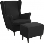 Wing Chair Cover with Stool Cover, 2 Piece Arm Chair Throws + 1 Piece Ottoman Protective Cover, Beige/Green/Pink/Blue Wing Chair Protective Covers Armchair Cover Stretch Tiger Chair Cover with Armrest