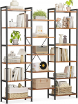 Coleshome raamaturiiul 17 riiuliga metallraamiga, 6 korrust, t&ouml;&ouml;stuslik disain, ruumijaoturi riiulid hoiuruumiga, 22 x 125,6 x 177,2 cm seisev riiul kontorisse, elutuppa, magamistuppa, k&ouml;&ouml;ki, pruun