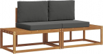 Outdoor Sofa Set aus Akazienholz - 2-teilige Sitzgruppe f&uuml;r Garten, Terrasse und Balkon - Loungesessel mit beigen Polstern - 182,5 x 63 x 73 cm