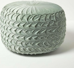 Homescapes Grace plisseeritud pouf punutud piparm&uuml;ndi roheline 50 x 35 cm, sametist pouf piparm&uuml;ndi, &uuml;mmargune pouf koos oakoti t&auml;idisega
